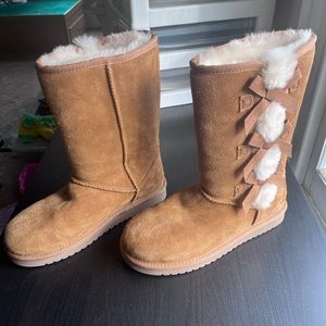 Koolaburra Kids Tan Boots with Fur Trim